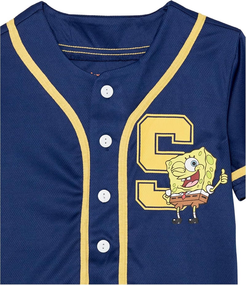 Spongebob Squarepants Boys Spongebob Squapants Boys Baseball Jersey Classic Mesh Button Down Shirt - Nickelodeon - Image 3